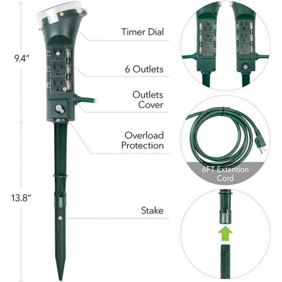 Outdoor Smart Plug Waterproof WiFi Outdoor Outlet Timer with 6 Grounded Outlets - Picture 2 of 6